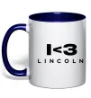 Чашка с цветной ручкой I <3 Lincoln Глубокий темно-синий фото
