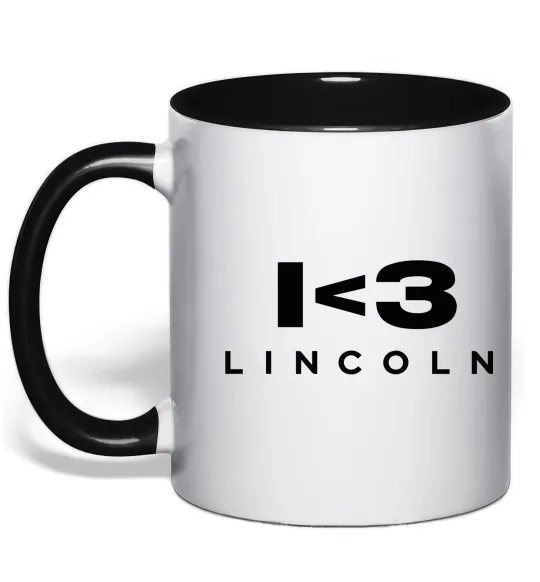 Чашка с цветной ручкой I <3 Lincoln Черный фото