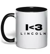 Чашка с цветной ручкой I <3 Lincoln Черный фото