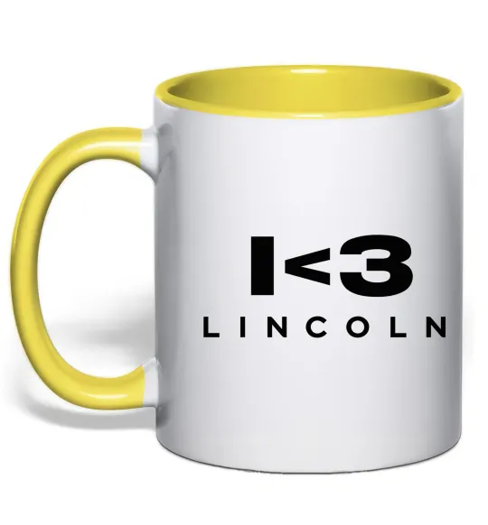 Чашка с цветной ручкой I <3 Lincoln Лимонный фото