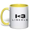 Чашка с цветной ручкой I <3 Lincoln Лимонный фото