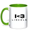 Чашка с цветной ручкой I <3 Lincoln Лаймовый фото