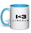 Чашка с цветной ручкой I <3 Lincoln Голубой фото