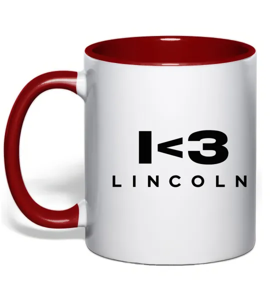 Чашка с цветной ручкой I <3 Lincoln Красный фото