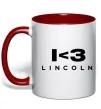 Чашка с цветной ручкой I <3 Lincoln Красный фото