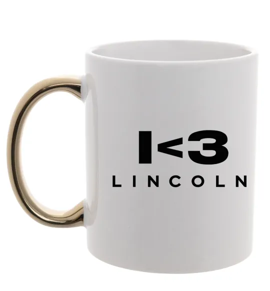 Чашка с цветной ручкой I <3 Lincoln Золото фото