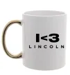 Чашка с цветной ручкой I <3 Lincoln Золото фото
