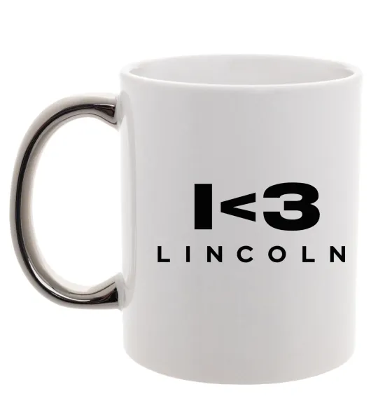Чашка с цветной ручкой I <3 Lincoln Серебро фото