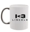 Чашка с цветной ручкой I <3 Lincoln Серебро фото