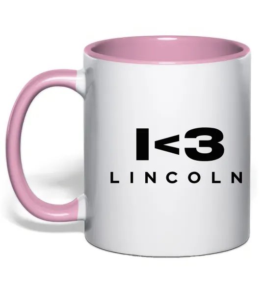 Чашка с цветной ручкой I <3 Lincoln Нежно розовый фото