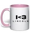 Чашка с цветной ручкой I <3 Lincoln Нежно розовый фото