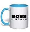 Чашка з кольоровою ручкою Boss Lincoln Блакитний фото