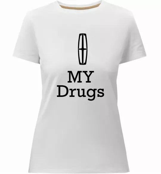 Жіноча преміум футболка Lincoln my drugs Білий фото