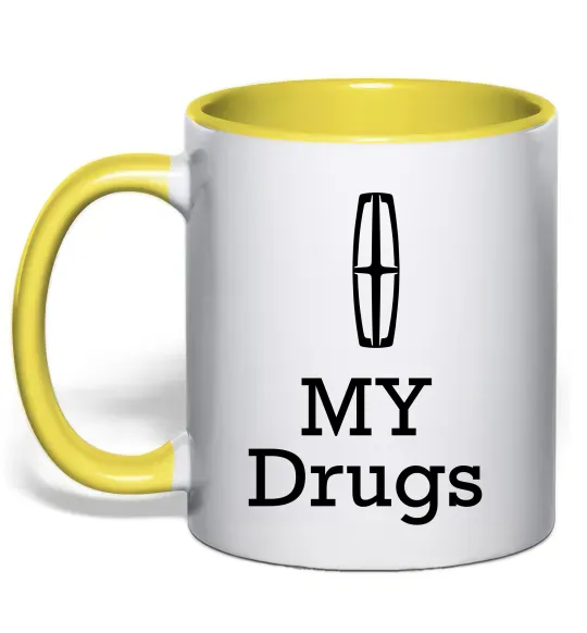 Чашка с цветной ручкой Lincoln my drugs Солнечно желтый фото
