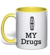 Чашка с цветной ручкой Lincoln my drugs Солнечно желтый фото