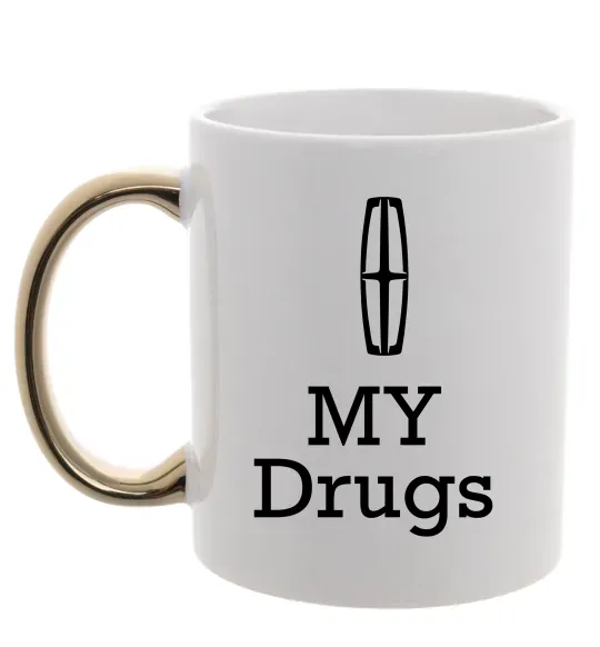 Чашка с цветной ручкой Lincoln my drugs Золото фото