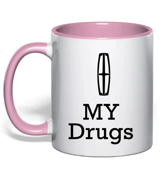 Чашка с цветной ручкой Lincoln my drugs Нежно розовый фото