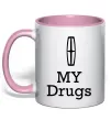 Чашка с цветной ручкой Lincoln my drugs Нежно розовый фото
