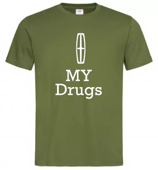 Чоловіча футболка Lincoln my drugs Оливковий фото