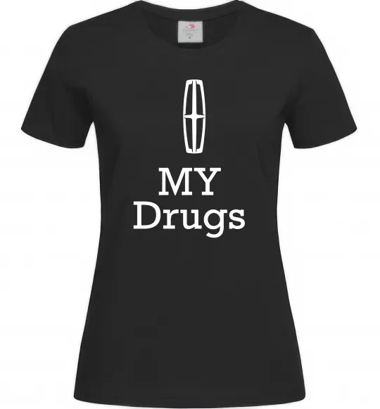 Женская футболка Lincoln my drugs Черный фото