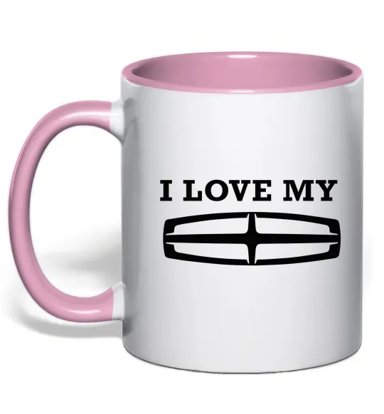 Чашка с цветной ручкой I love my Lincoln Нежно розовый фото