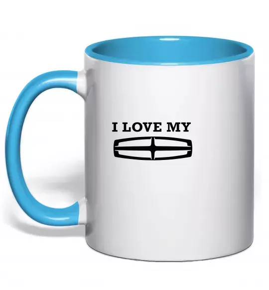 Чашка с цветной ручкой I love my Lincoln Голубой фото