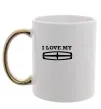 Чашка с цветной ручкой I love my Lincoln Золото фото