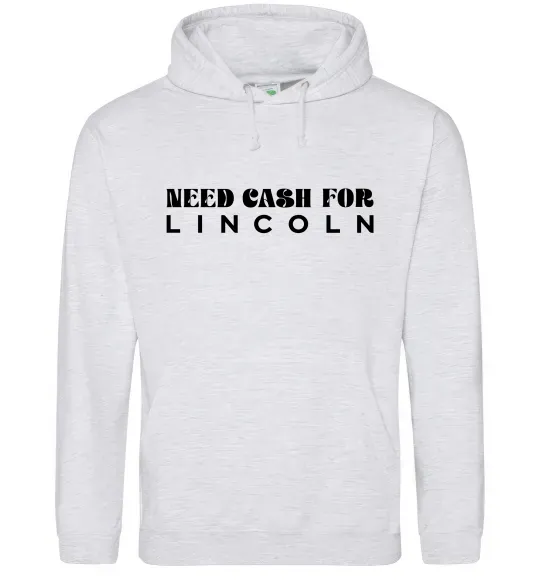 Чоловіча толстовка (худі) Need cash for Lincoln Сірий меланж фото