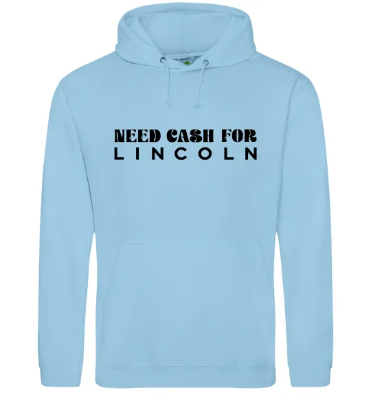 Мужская толстовка (худи) Need cash for Lincoln Голубой фото