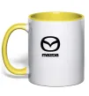 Чашка з кольоровою ручкою Mazda logo та назва Сонячно жовтий фото
