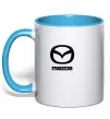 Чашка з кольоровою ручкою Mazda logo та назва Блакитний фото