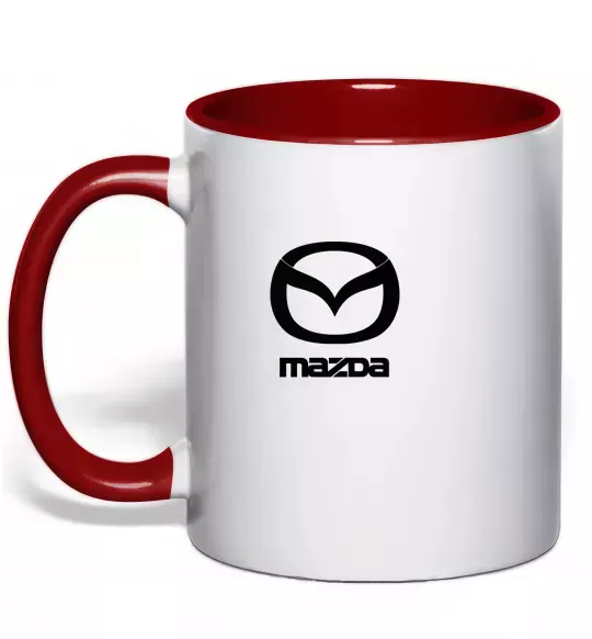 Чашка з кольоровою ручкою Mazda logo та назва Червоний фото