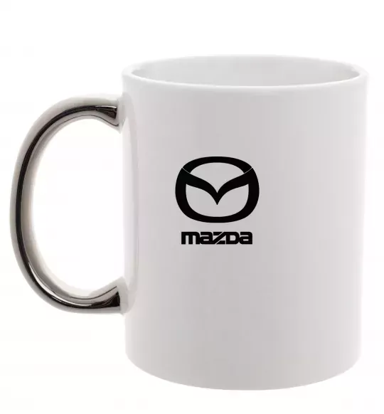 Чашка з кольоровою ручкою Mazda logo та назва Срібло фото