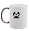 Чашка з кольоровою ручкою Mazda logo та назва Срібло фото