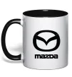 Чашка з кольоровою ручкою Mazda logo та назва Чорний фото