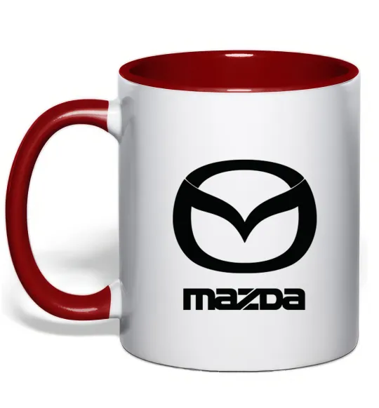 Чашка з кольоровою ручкою Mazda logo та назва Червоний фото
