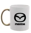 Чашка з кольоровою ручкою Mazda logo та назва Золото фото