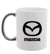 Чашка з кольоровою ручкою Mazda logo та назва Срібло фото