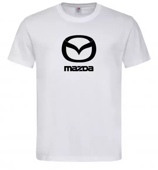 Чоловіча футболка Mazda logo та назва Білий фото