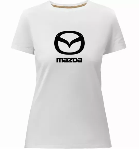Женская премиум футболка Mazda logo та назва Белый фото