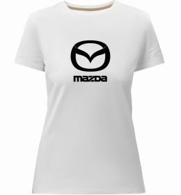Женская премиум футболка Mazda logo та назва