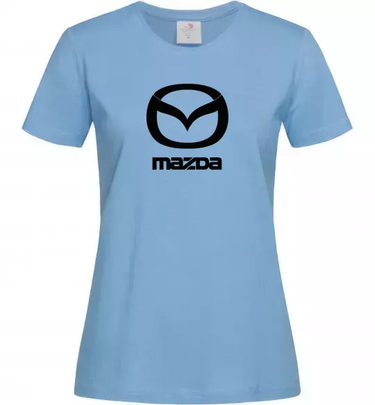 Женская футболка Mazda logo та назва Голубой фото