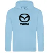 Чоловіча толстовка (худі) Mazda logo та назва Блакитний фото