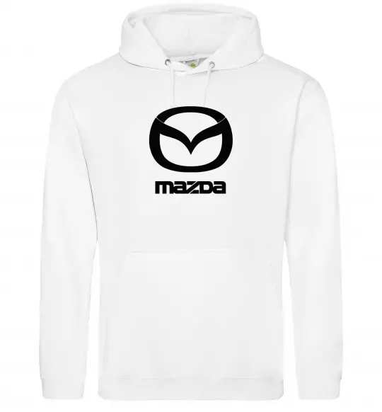 Жіноча толстовка (худі) Mazda logo та назва Білий фото