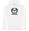 Жіноча толстовка (худі) Mazda logo та назва Білий фото