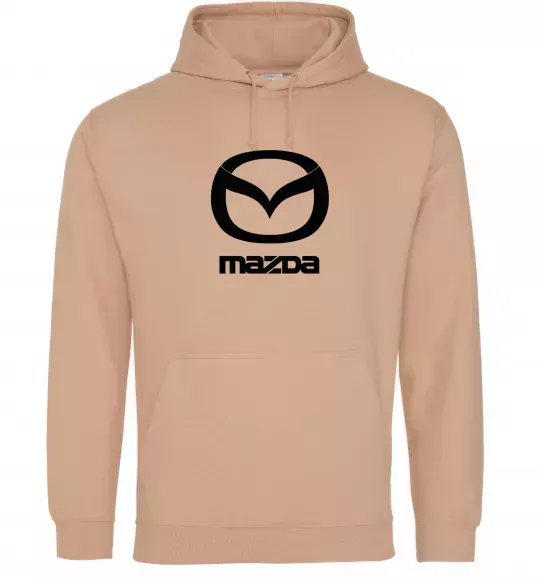 Жіноча толстовка (худі) Mazda logo та назва Пісочний фото