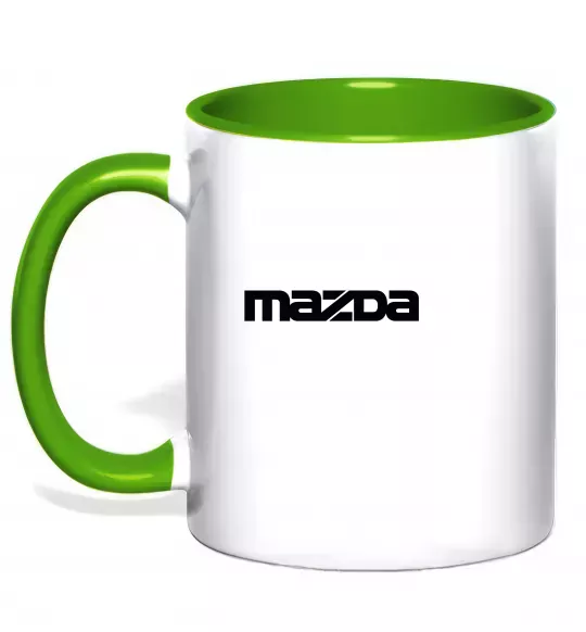 Чашка з кольоровою ручкою Mazda напис Зелений фото