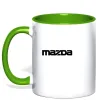 Чашка з кольоровою ручкою Mazda напис Зелений фото