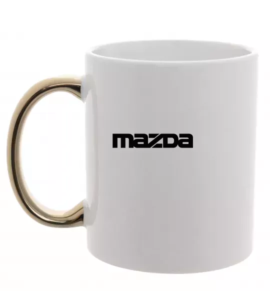 Чашка з кольоровою ручкою Mazda напис Золото фото