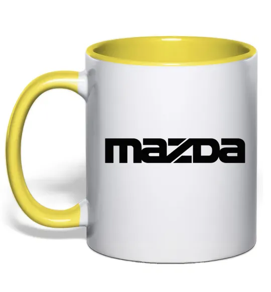 Чашка с цветной ручкой Mazda напис Лимонный фото